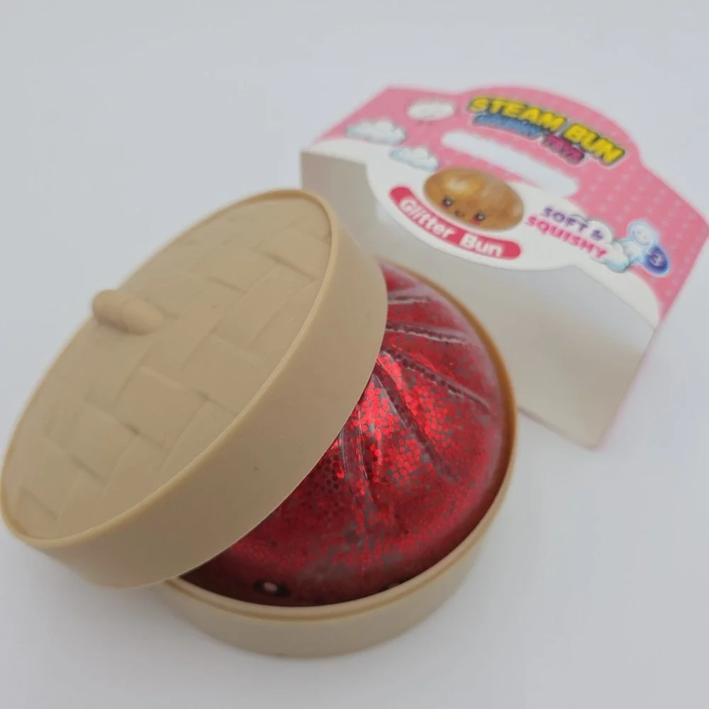 NEW Steam Bun Red Squishy Glitter Bun Dumpling With Orbies